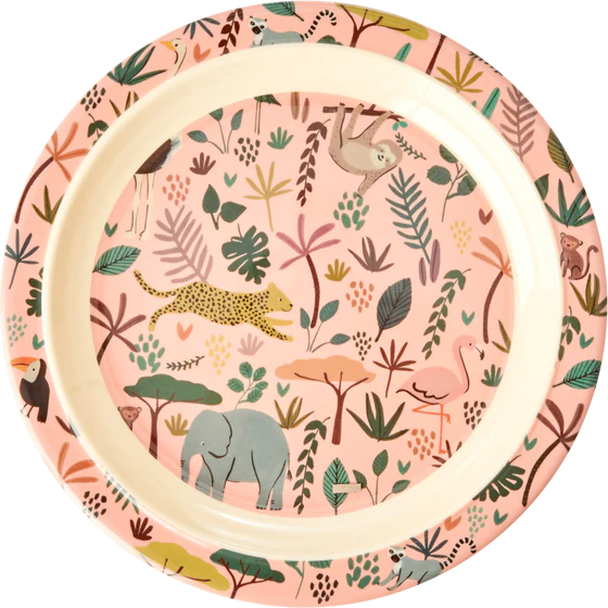 Rice Melamin Kinderteller - Koralle Jungle Animals Print 