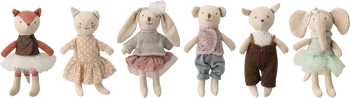Stofftier-Set Bloomingville Animal Friends Rose Baumwolle