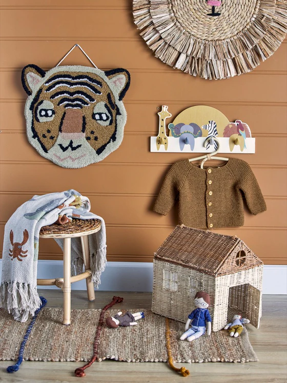 Wandgarderobe Kinderzimmer Bloomingville Mallen Braun FSC Holz