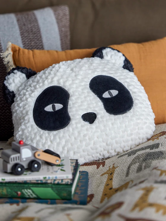Kuscheltier-Kissen Panda Bloomingville Levi Weiß Polyester