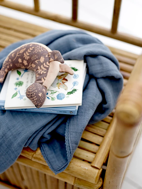 Babydecke Musselin Bloomingville Blau Baumwolle weich