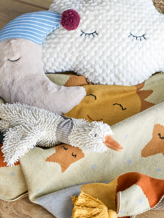 Kinderzimmer-Kissen Bloomingville Moony Weiß Baumwolle – Weich & Dekorativ