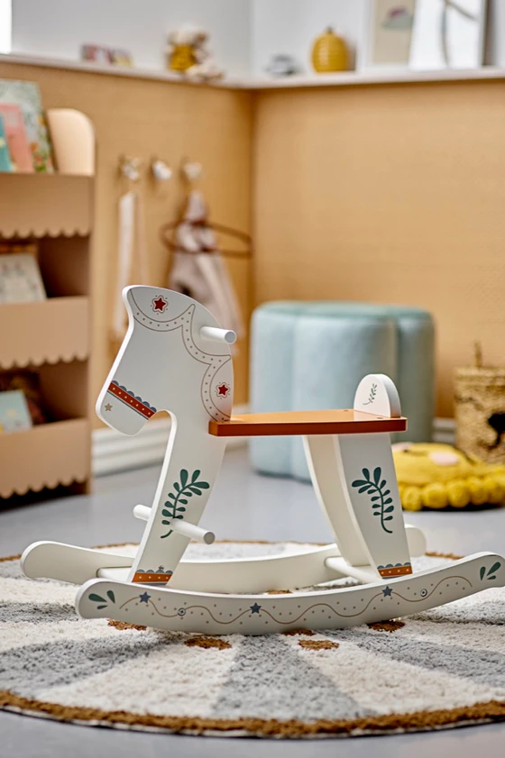 Schaukelpferd Kinder Bloomingville MINI Ruddy Weiß MDF