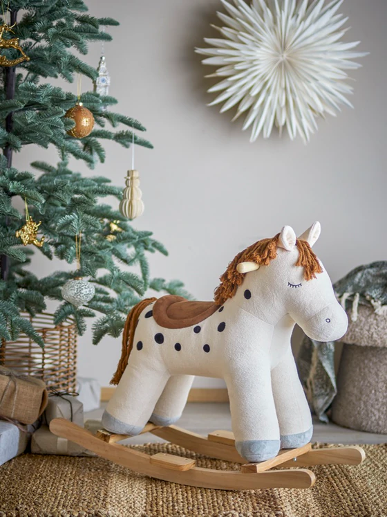 Schaukelpferd Kinder Bloomingville Merlen Weiß Polyester Komfort