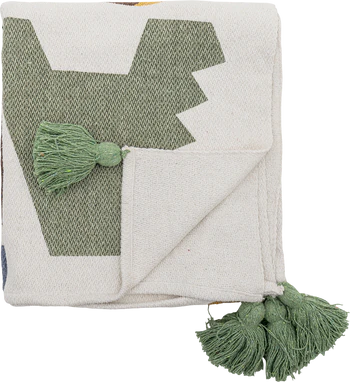 Wohndecke Bloomingville Memmo Natur Recycelt Fransen 160x130