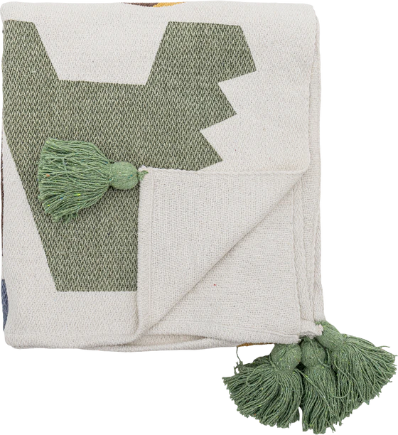 Wohndecke Bloomingville Memmo Natur Recycelt Fransen 160x130