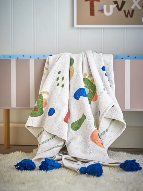 Kinderdecke Bloomingville Sylvie Natur Recycelt Fruchtmotive
