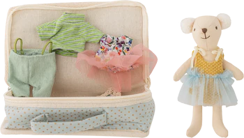 Weichpuppe Bloomingville MINI Lara Braun mit Stoffkoffer