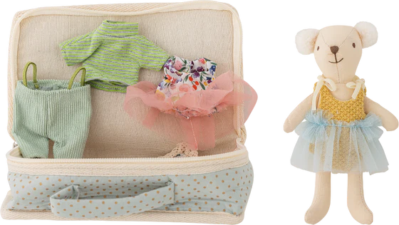 Weichpuppe Bloomingville MINI Lara Braun mit Stoffkoffer