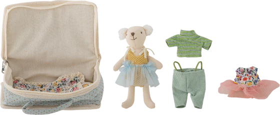 Weichpuppe Bloomingville MINI Lara Braun mit Stoffkoffer