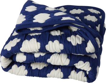 Kinder-Steppdecke Rice by Rice Wolkenmuster Baumwolle Creme Blau