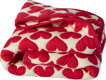 Kinder-Steppdecke Rice by Rice Herzmuster Creme Rot Baumwolle