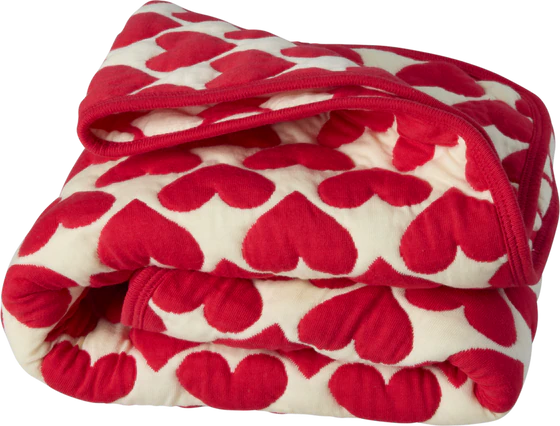 Kinder-Steppdecke Rice by Rice Herzmuster Creme Rot Baumwolle