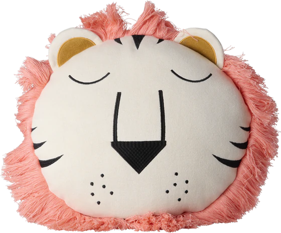 Kinder-Kopfkissen Löwenkopf Rosa Rice by Rice Baumwolle