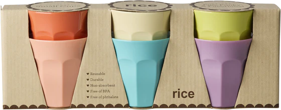 Kleine Melaminbecher-Set 6x160ml Rice by Rice robust bunt