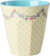 Melamin-Trinkbecher 250 ml Rice by Rice – Bruchfest & BPA-frei - Melamine Cup with Dots and Flowers Print - Medium - 250 ml
