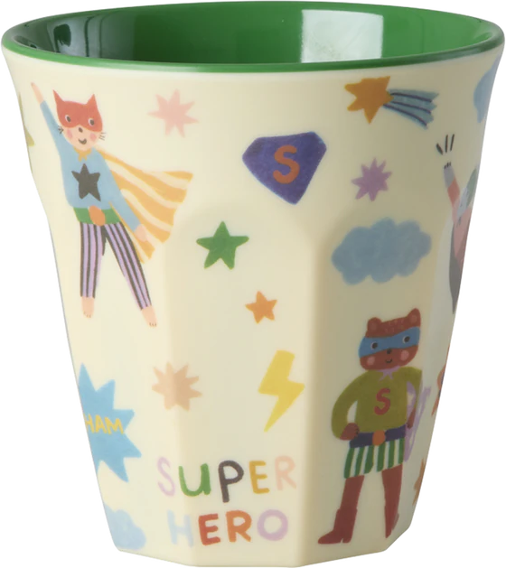 Trinkbecher Melamin 250 ml Grün Hero Print – Rice by Rice