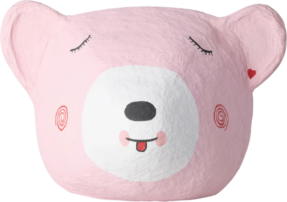 Wanddekoration Bärenkopf Rosa Rice by Rice – Handgefertigt Unikat