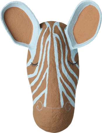 Wanddekoration Zebra-Kopf Blau Rice by Rice – Handgefertigt Unikat