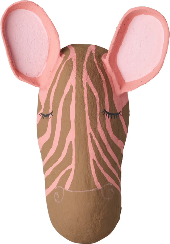 Wanddekoration Zebra-Kopf Pink Rice by Rice – Handgefertigt Unikat