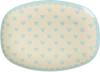 Rechteckiger Melaminteller Rice by Rice Dunkel-Mint Herzen - Dark Mint