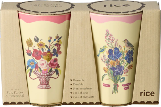 Melamin-Trinkbecher-Set Rice by Rice 2x400ml Pink Print