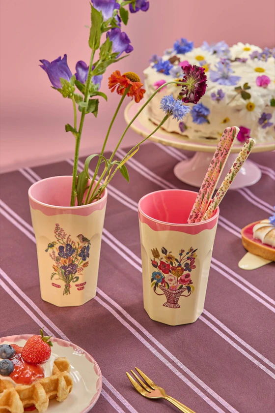Melamin-Trinkbecher-Set Rice by Rice 2x400ml Pink Print