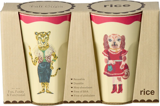 Melamin-Trinkbecher-Set Rice by Rice 400 ml Red Kiss 2er-Pack