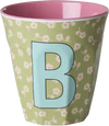 Melamin-Trinkbecher B Blumen 250ml Rice by Rice bruchfest - Melamine Cup with the Letter B - Flowers - Medium - 250 ml