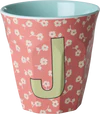 Melamin-Trinkbecher Rice by Rice 250 ml Blumen J robust - Melamine Cup with the Letter J - Flowers - Medium - 250 ml