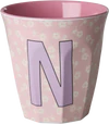 Melamin-Trinkbecher N Blumen 250ml Rice by Rice robust - Melamine Cup with the Letter N - Flowers - Medium - 250 ml