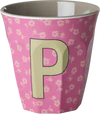 Melamin-Trinkbecher Rice by Rice 250 ml Blumen P bruchfest - Melamine Cup with the Letter P - Flowers - Medium - 250 ml