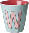 Melamin-Trinkbecher 250 ml Blumen W Rice by Rice bruchfest - Melamine Cup with the Letter W - Flowers - Medium - 250 ml