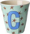 Melamin-Trinkbecher 250ml Stars C Rice by Rice robust leicht - Melamine Cup with the Letter C - Stars - Medium - 250 ml