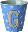 Melaminbecher Rice by Rice G Sterne 250ml BPA-frei robust - Melamine Cup with the Letter G - Stars - Medium - 250 ml