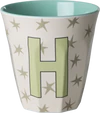 Melamin-Trinkbecher 250 ml H Sterne Rice by Rice BPA-frei - Melamine Cup with the Letter H - Stars - Medium - 250 ml