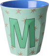 Melamin-Trinkbecher M Sterne 250 ml Rice by Rice bruchfest - Melamine Cup with the Letter M - Stars - Medium - 250 ml