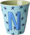 Melaminbecher Rice by Rice 250ml N Sterne BPA-frei - Melamine Cup with the Letter N - Stars - Medium - 250 ml