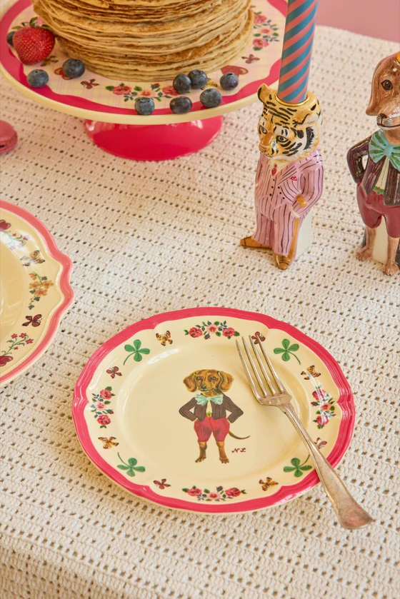 Dessertteller Melamin Rice by Rice Nathalie Lété Rot Vintage