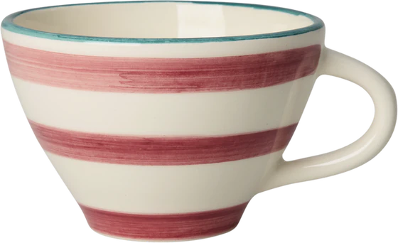 Keramik-Teetasse Rice by Rice 150 ml Rosa Streifen Unikat