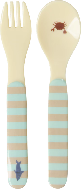 Kinderbesteck-Set Blau Ozean Rice by Rice – BPA-frei Melamin