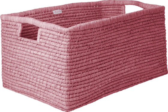 Rechteckiger Raffia-Korb Pink XL Rice by Rice – Handgefertigt