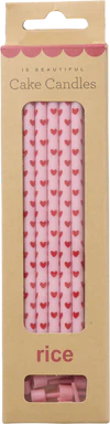 Lange Geburtstagskerzen Rosa Herzmuster Rice by Rice 10er-Pack - Pink