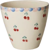 Ovaler Keramikbecher Rice by Rice Handbemalt Kirschen Unikat - Ceramic Oval Cup with Hand-painted Cherries