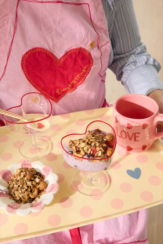 Champagnerschale Glas Herzform 200 ml Rot Rice by Rice