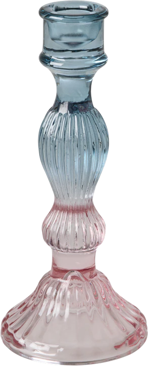Großer Kerzenhalter Glas Rosa Blau - Rice by Rice