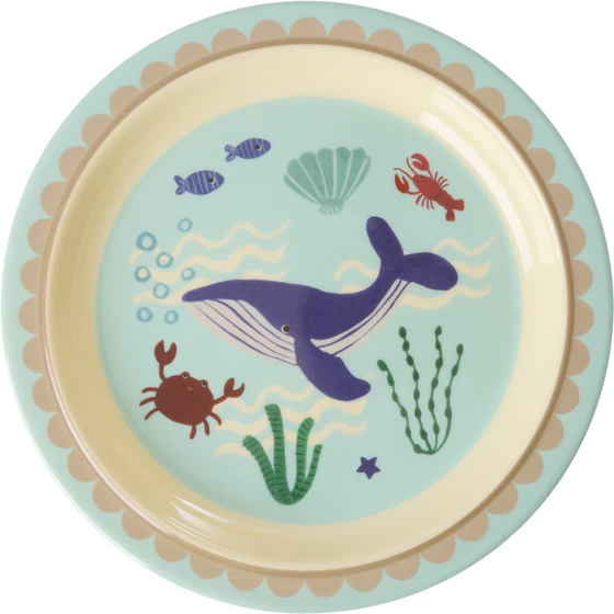 Kinderteller aus Melamin Rice by Rice – Ozean-Design, BPA-frei