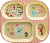 Kinderteller Melamin Rice by Rice – Bruchsicher & BPA-frei - Melamine Kids 4 Room Plate with Coral Ocean Print