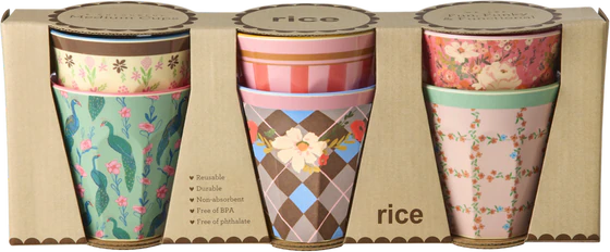 Kleine Melaminbecher-Set Rice by Rice 6er bunt stapelbar