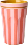 Hoher Trinkbecher Melamin 400ml Rice by Rice Streifen BPA-frei - Melamine Cup with Organic Stripes Print - Tall - 400 ml